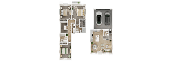 A floor plan of a house with a garage for two cars.