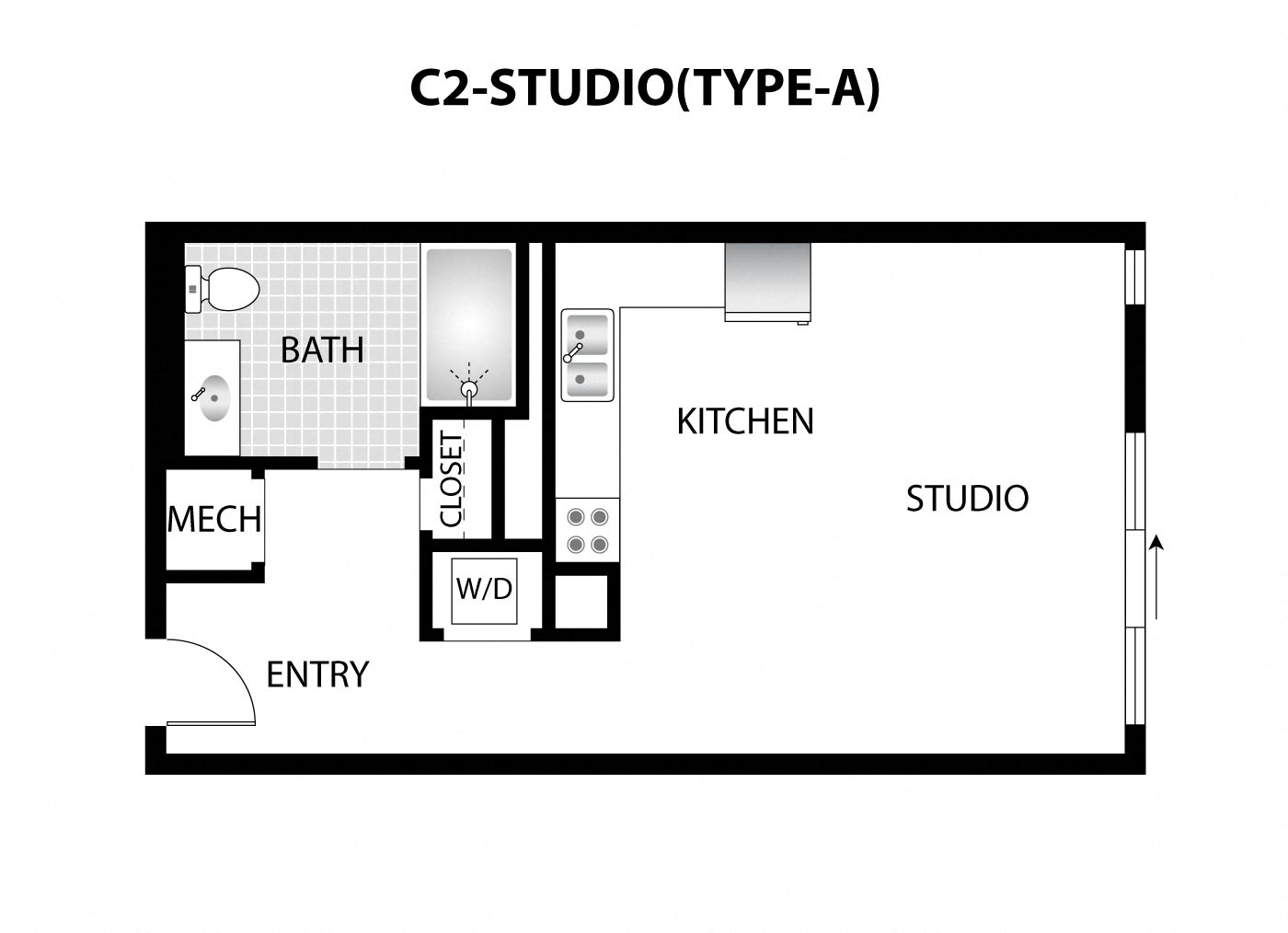 a floor plan of a studio apartment with roommates