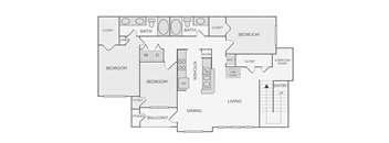 A black and white floor plan of a house with labeled rooms.