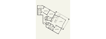 A black and white image of a floor plan for a house.