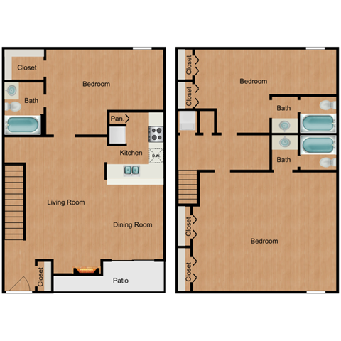 a floor plan of a home with two bedrooms