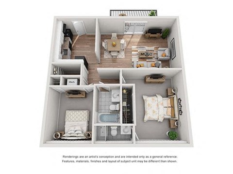 a 1 bedroom floor plan with a bathroom and a living room