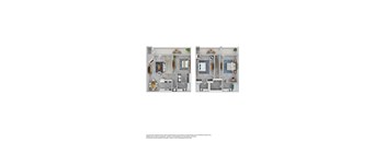 A floor plan of a house with two bedrooms, a living room, a kitchen, and a bathroom.