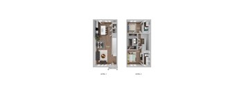 a floor plan of a house with a bedroom and a living room