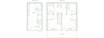 Two floor plans of a house with labeled rooms.