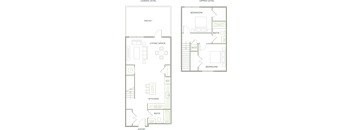 A floor plan of a house with a living room, dining room, kitchen, and bathrooms.