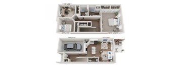 A floor plan of a two-story house with dimensions and room layout.