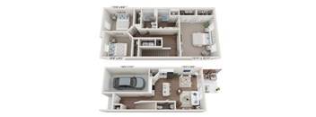 A floor plan of a two-story house with dimensions and room layout.