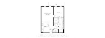 a floor plan of a unit with a bedroom and a living room