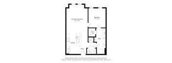 a floor plan of a unit with a bedroom and a living room