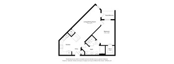 a floor plan of a unit with a bedroom and a living room