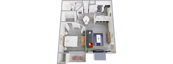 a floor plan of a studio apartment with a bedroom and a living room