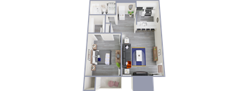 a top down view of our 1 bedroom apartment at university gardens