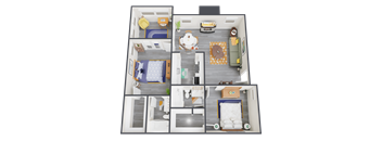 a 3d rendering of the clubhouse floor plan