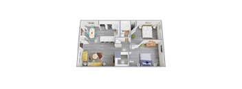 a 3d rendering of our 1 bedroom apartment at princeton court apartments in dallas