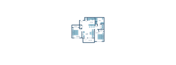 a floor plan of a bedroom apartment with a kitchen and a living room