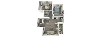 a 3d rendering of our 1 bedroom apartment at the crossings at white marsh apartments in white