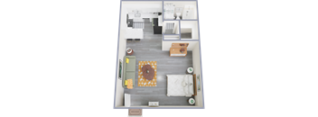a rendering of our 1 bedroom apartment at university gardens