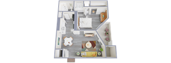 a top down view of our 1 bedroom apartment at princeton court apartments in dallas