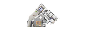 a 3d floor plan of a house