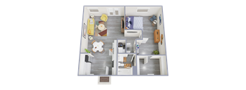 an overhead view of our 1 bedroom apartment at university gardens in tempe