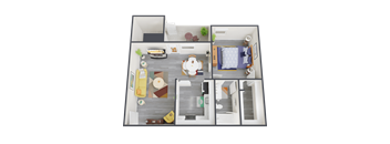 a floor plan of a 1 bedroom apartment