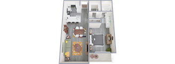 a rendering of our 1 bedroom apartment at princeton court apartments in dallas