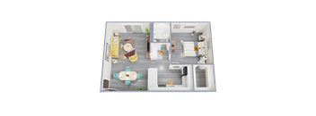 a floor plan of a one bedroom apartment with a living room and dining room