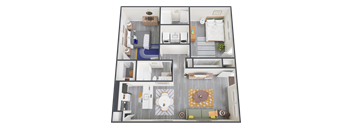 a 3d rendering of our 1 bedroom apartment at princeton court apartments in dallas