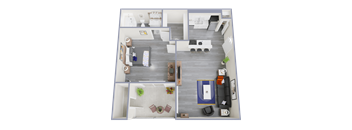 a top down view of our one bedroom apartment at princeton court apartments in dallas