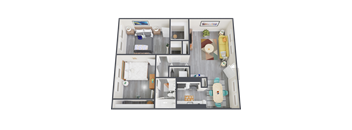 an overhead view of our 1 bedroom apartment at princeton court apartments in dallas