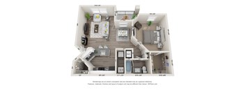 a 1 bedroom floor plan is shown in this rendering