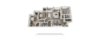 a floor plan of a 4 bedroom floor plan with 2 baths