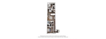 A 3D floor plan of a house with a kitchen, living room, and bathroom.