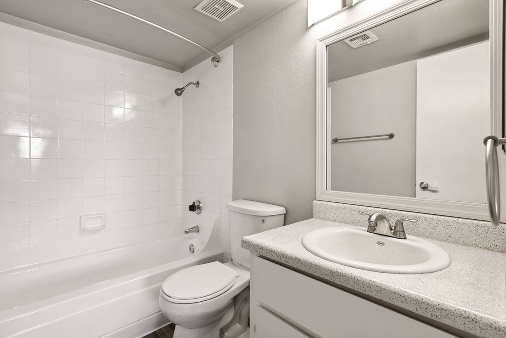 a bathroom with a sink toilet and a mirror