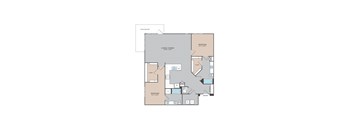 A floor plan of a house with a living room, dining room, two bedrooms, a bathroom, a kitchen, a closet, and an entry.