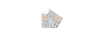 A floor plan of a home with a living room, dining room, bedroom, and bathroom.