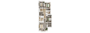 A floor plan of a house with multiple rooms and a central courtyard.