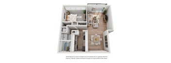 a 1 bedroom floor plan with a bathroom and a balcony