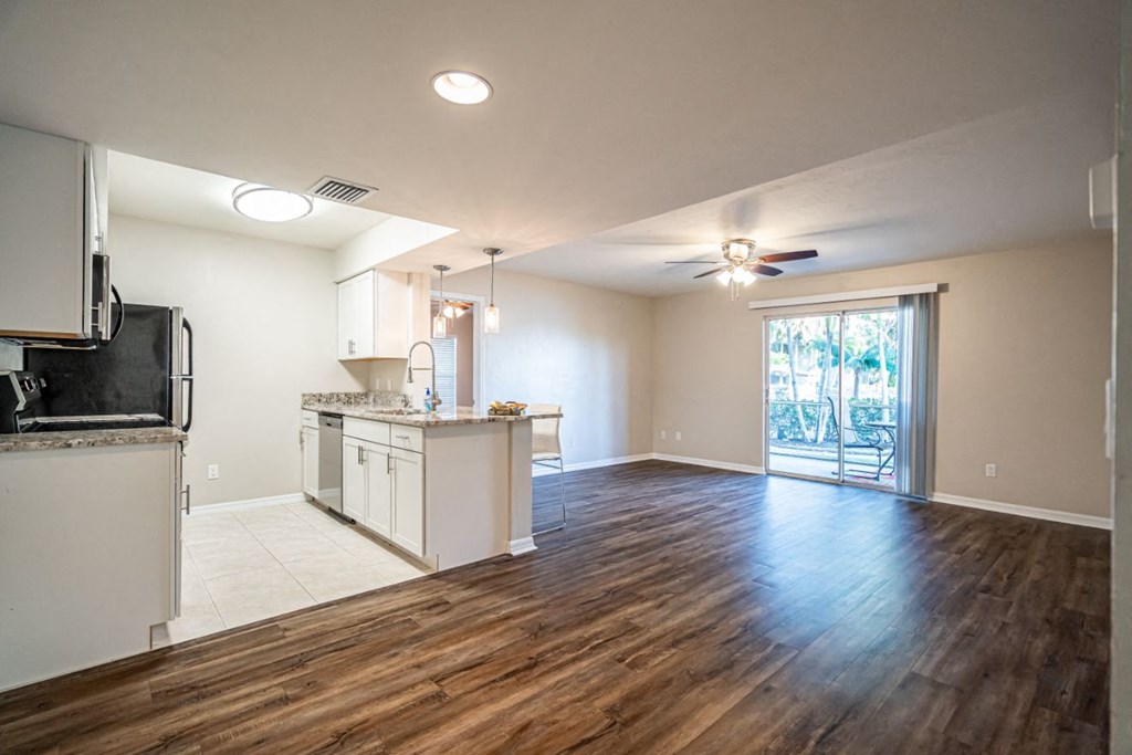 Model kitchen and living room