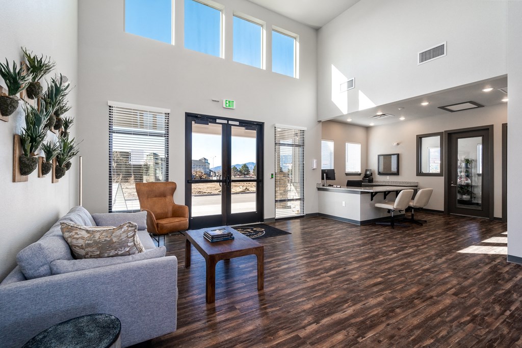 a living room with a couch and a coffee table