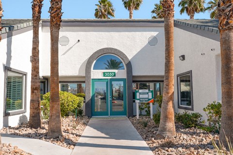 our office is located in a building with palm trees