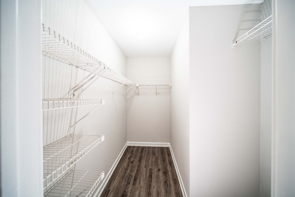 walk-in closet in luxury austin apartment