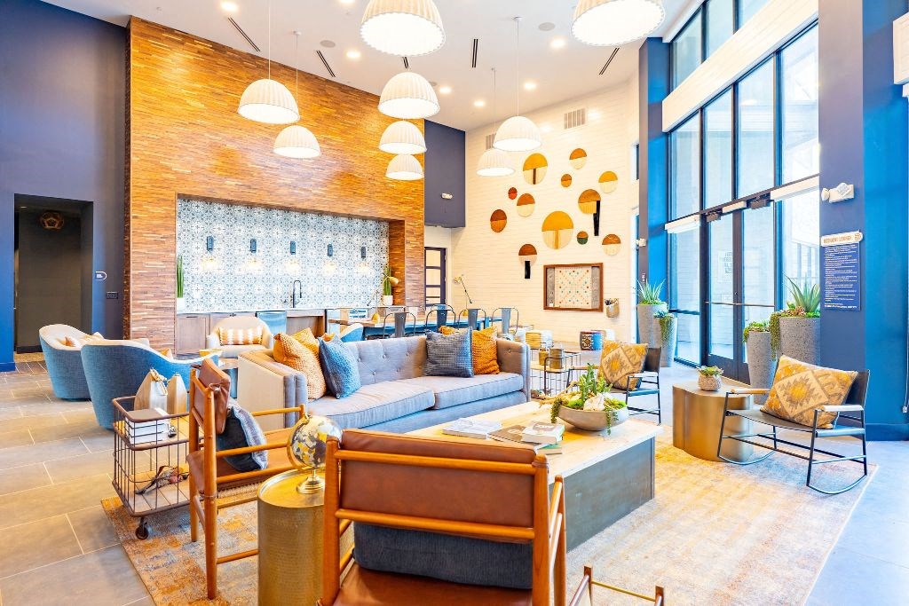 resident lounge in modern midland apartment
