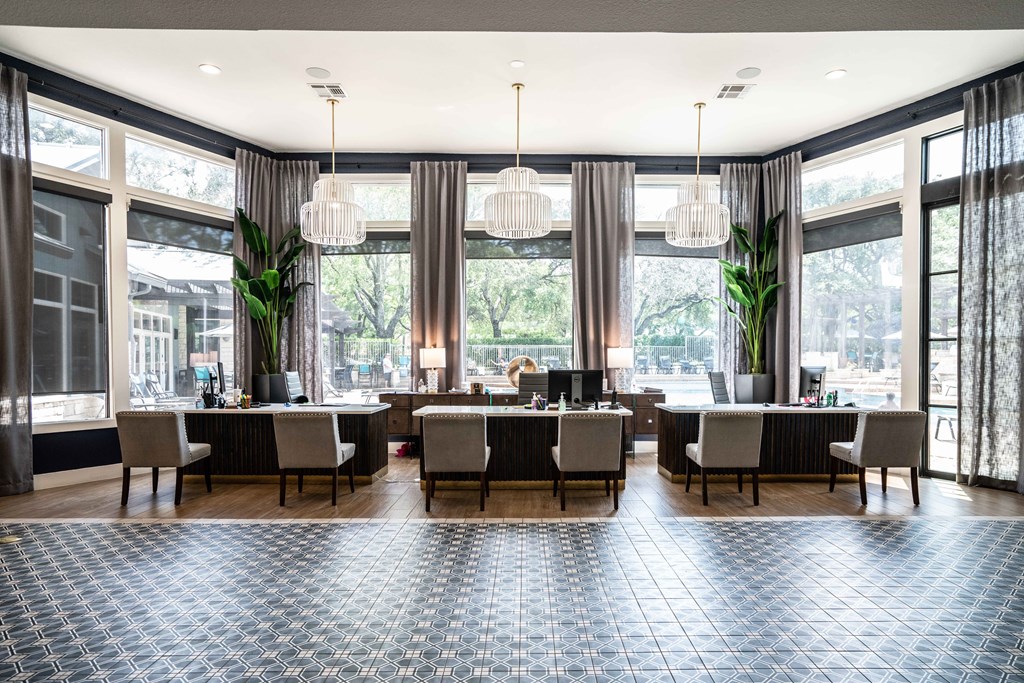 business center in luxury austin apartment