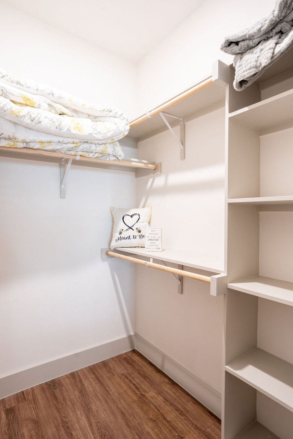 walk in closet in modern midland texas apartment