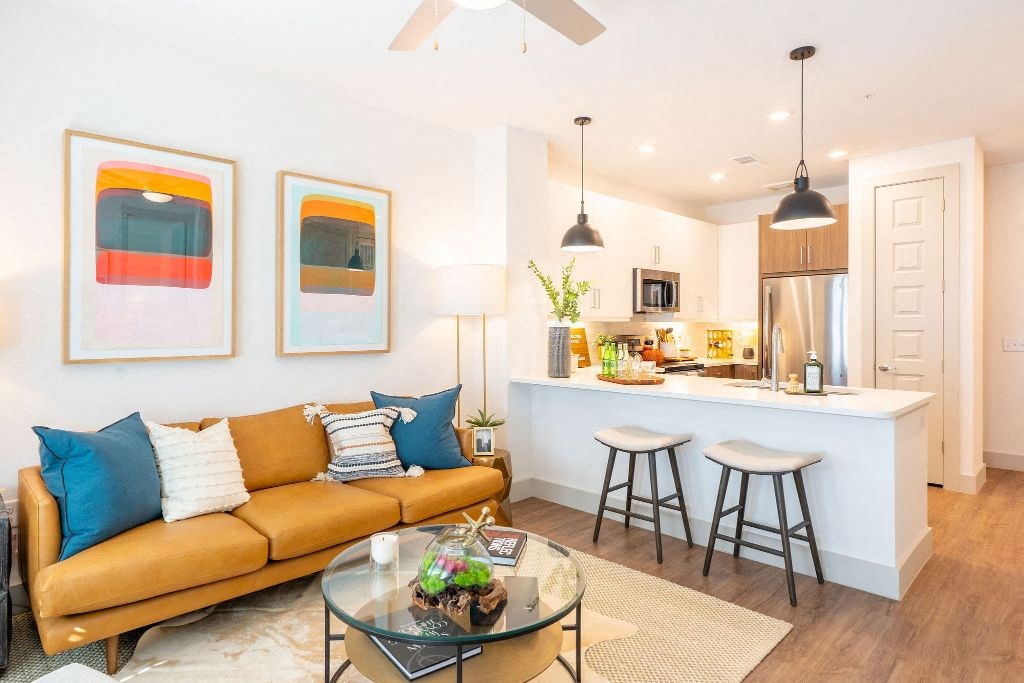 living room in modern midland texas apartment