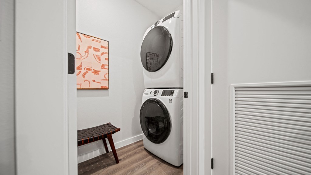 a washer and dryer in a laundry room