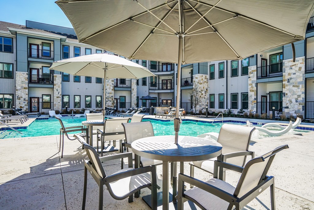 our apartments have a resort style pool and patio