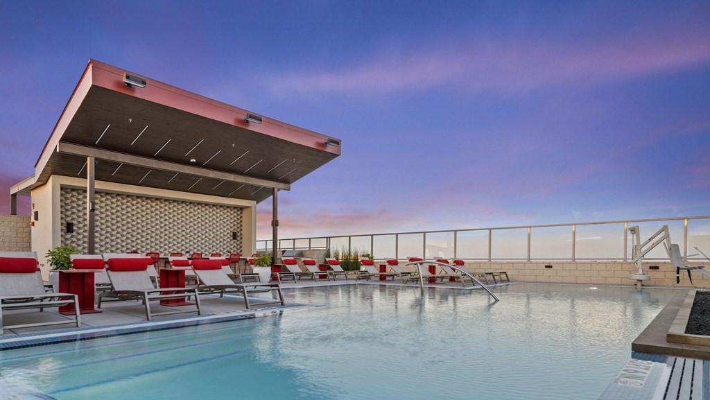 a view of the rooftop pool at the ace hotel los angeles